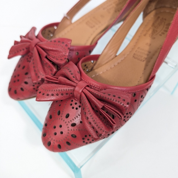 Spring Step Bowtiful Flat NEW Eu 40 Women Red Leather Slip on Shoes d'orsay - Picture 5 of 12